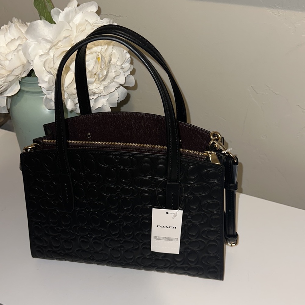 Coach Charlie Carryall in Signature Black Leather NWT - Picture 6 of 11